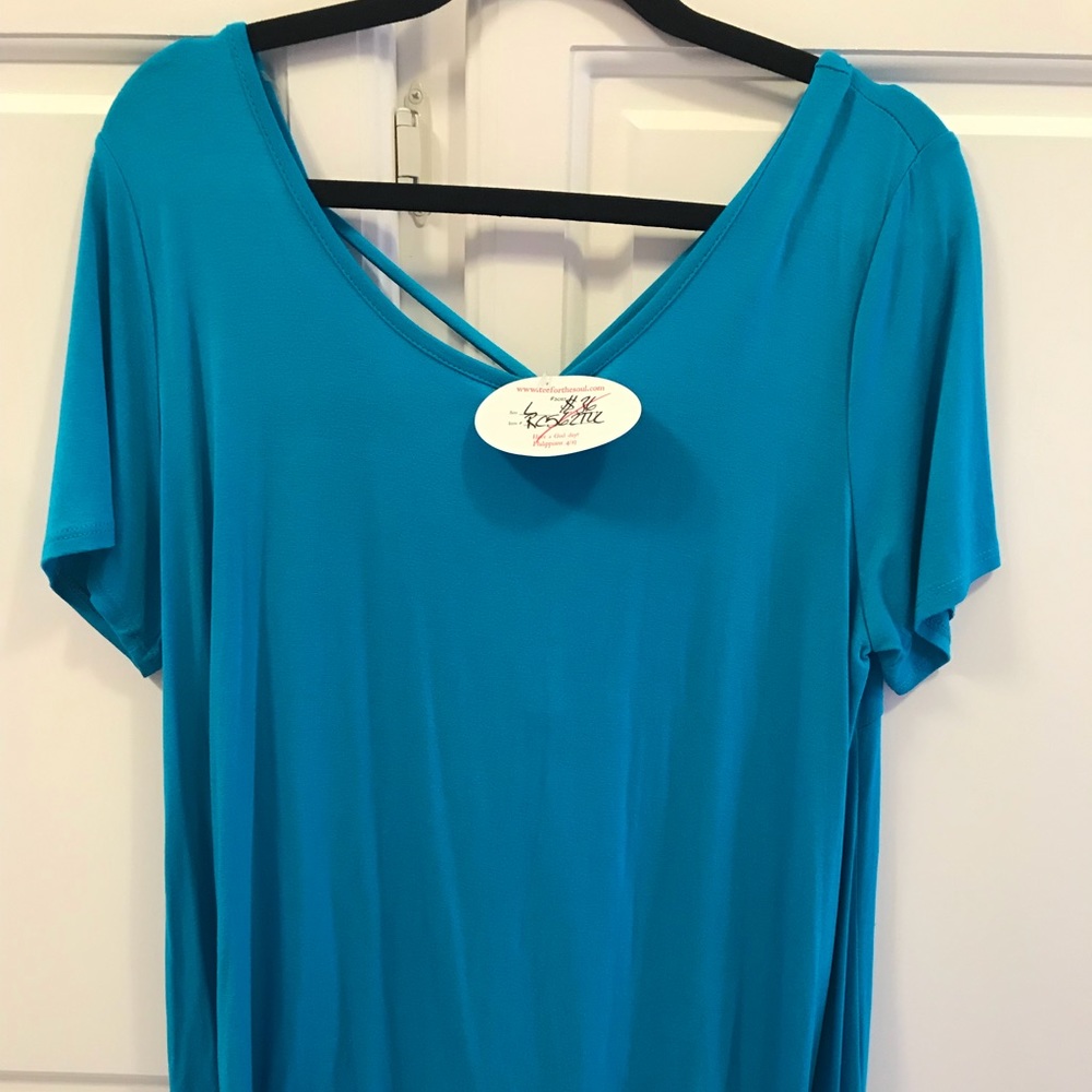 Tee For The Soul Cross Back Short Sleeve Top NWT Women’s Size Large